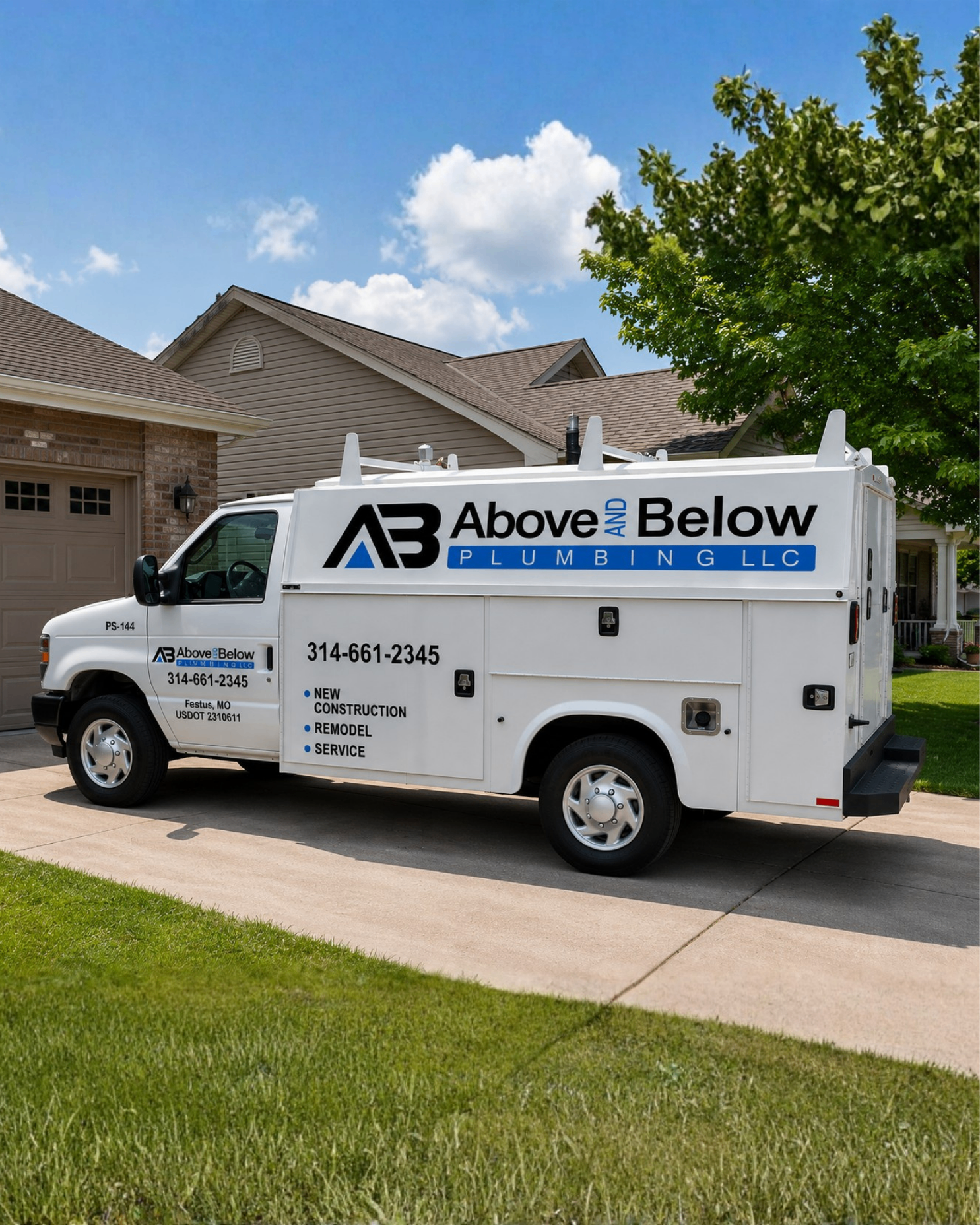 Above and Below Plumbing service van