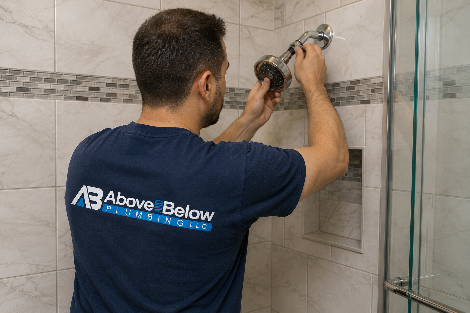 Above & Below plumbing team installing a tankless water heater
